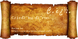 Cziráky Áron névjegykártya