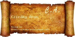 Cziráky Áron névjegykártya